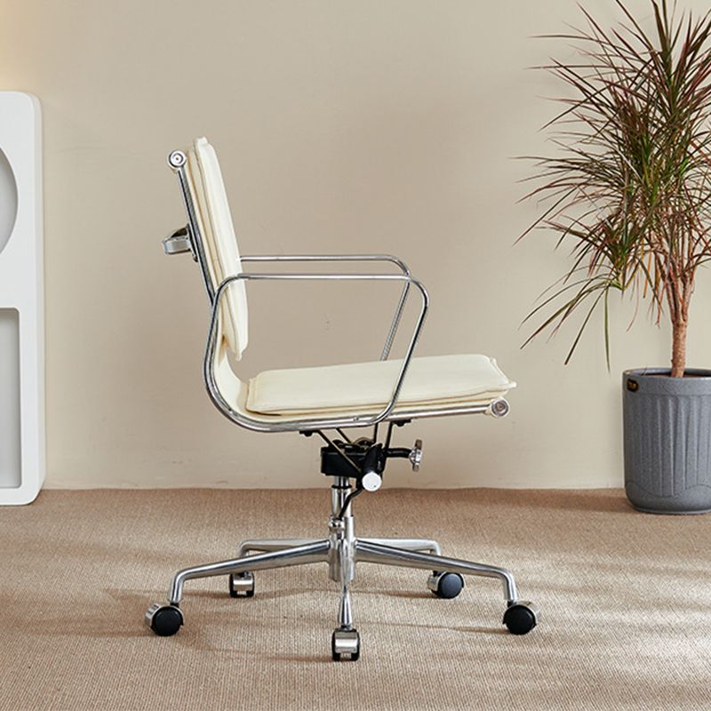 Modern Fixed Arms Office Chair Leather Adjustable Seat Height Desk Chair with Wheels