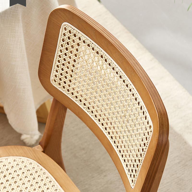 Solid Wood Side Chair Traditional Rattan Dining Chair with Wood Base