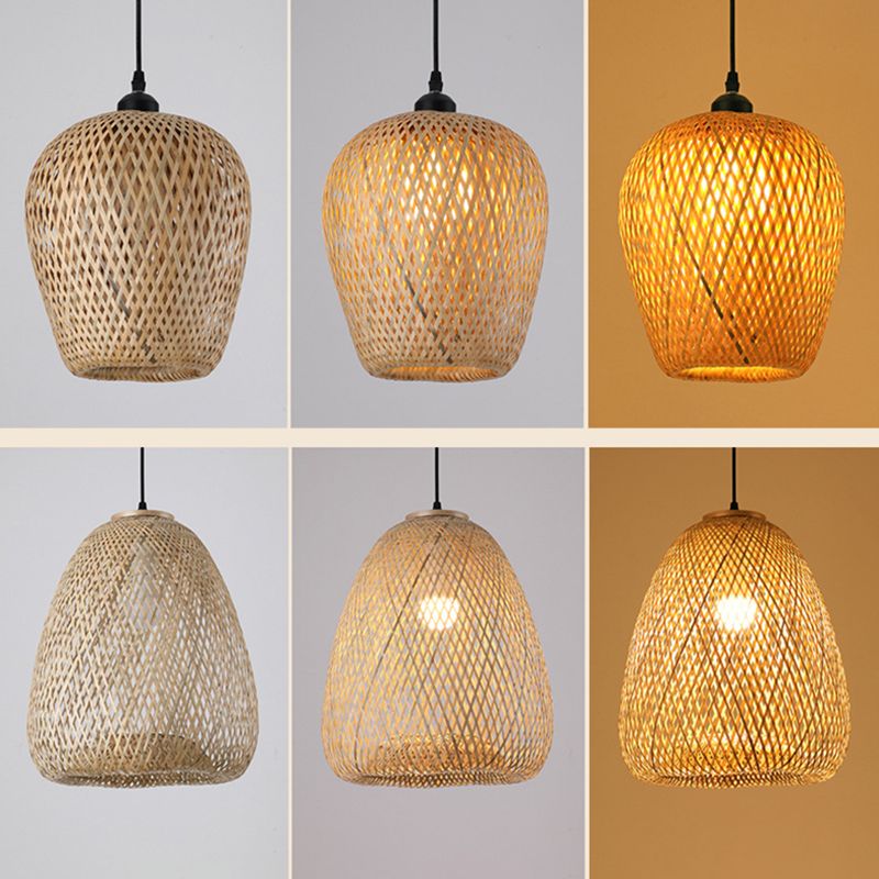 Luce a sospensione a sospensione tessuta a mano moderna Rattan 1 Luce Light Light