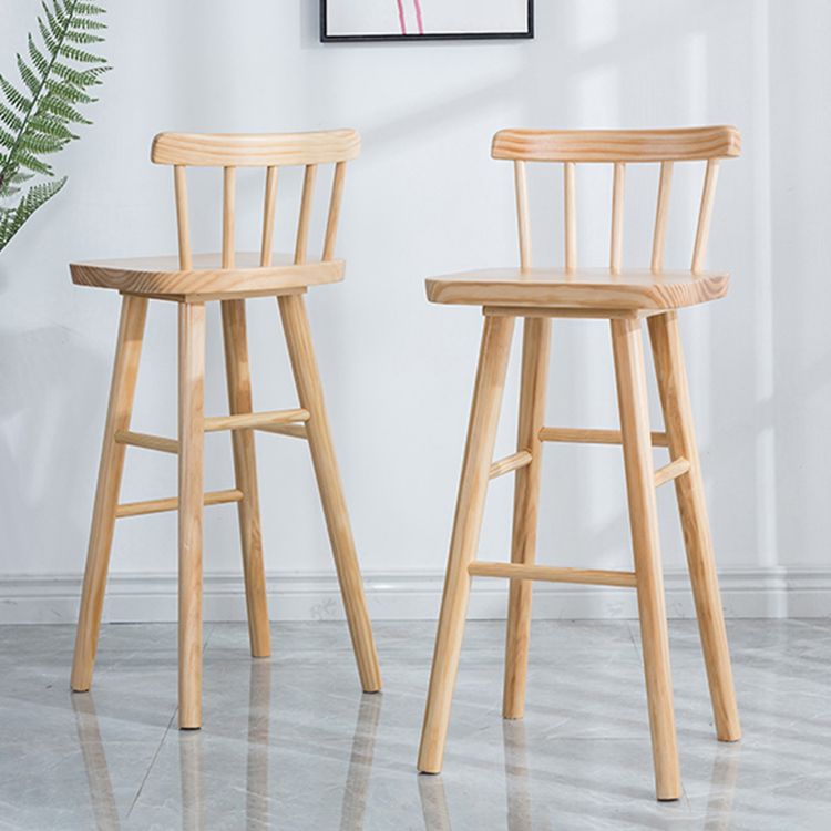 Modern Indoor Counter Stool Natural Solid Wood Square Counter Bar Stool