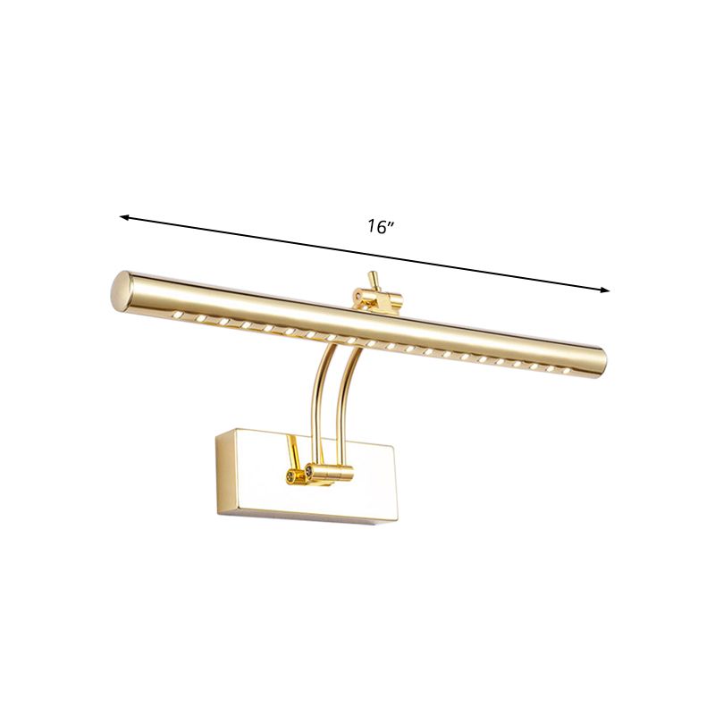 LED Bathroom Wall Mounted Lamp with Tubular Metal Shade Chrome/Gold Finish Vanity Lighting, 16"/21.5" Wide