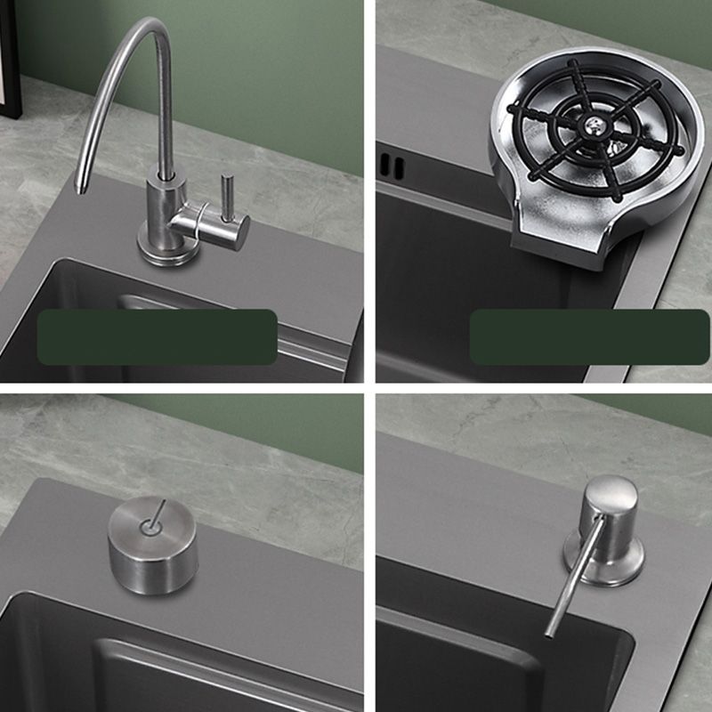 Modern Kitchen Bar Sink Stainless Steel with Basket Strainer Workstation Ledge