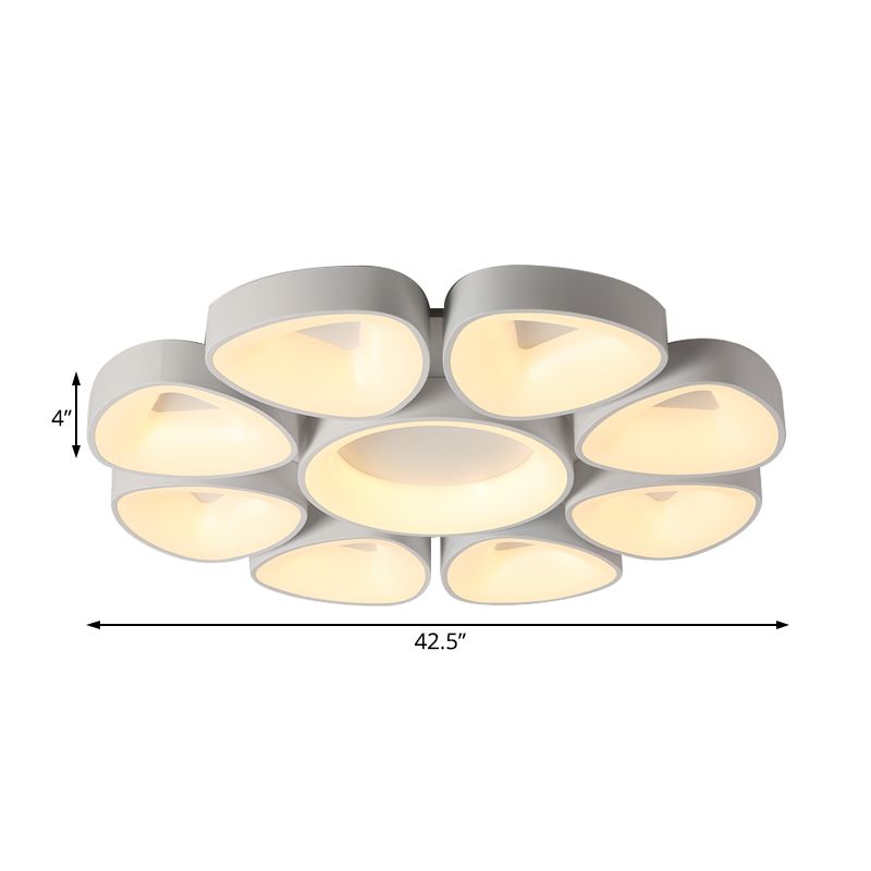 Floral Flush Light Nordic Acrylic Grey/White LED Ceiling Mount Fixture in Warm/White Light