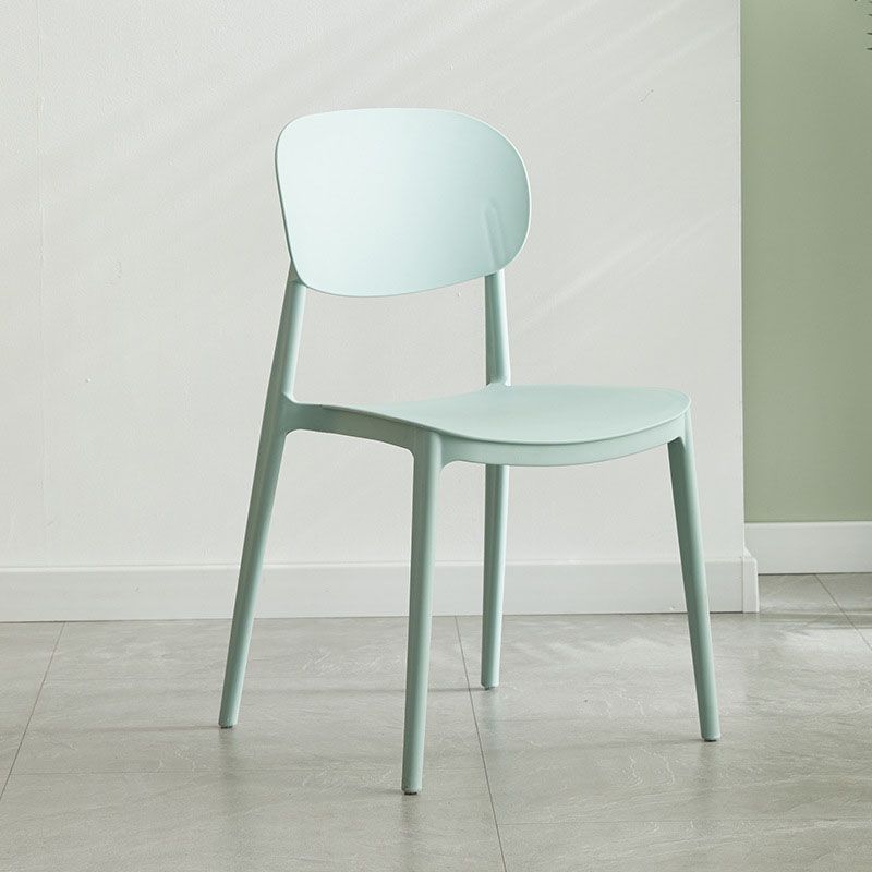 Contemporary Stackable Chairs Open Back Kitchen Armless Chairs with Plastic Legs