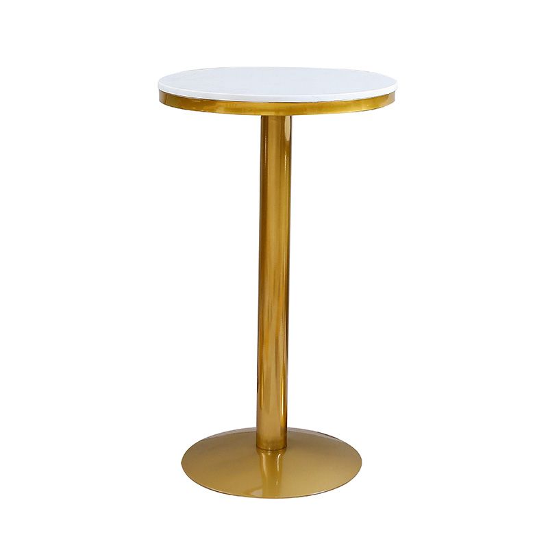 Glam Marble Counter Table with Round Table Top Gold Pedestal Table - 21.65'' Round