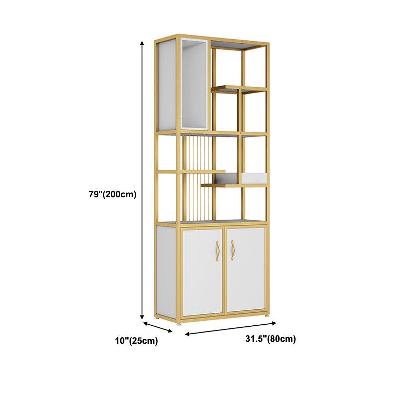 Contemporary Metal Bookshelf Open Shelf Bookcase with Cabinets