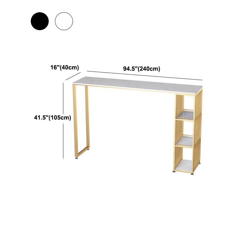 Stone Top Glam Cocktail Bar Table 42-inch Height Gold Base Pub Table