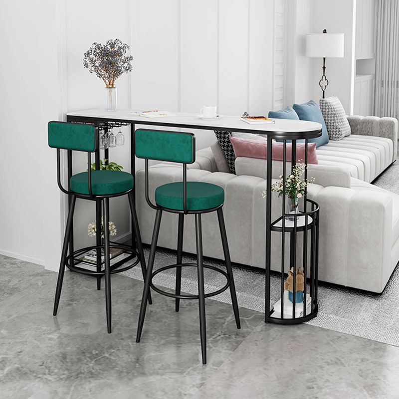 White Stone Top Free Form Bar Table with Metal Frame for Home