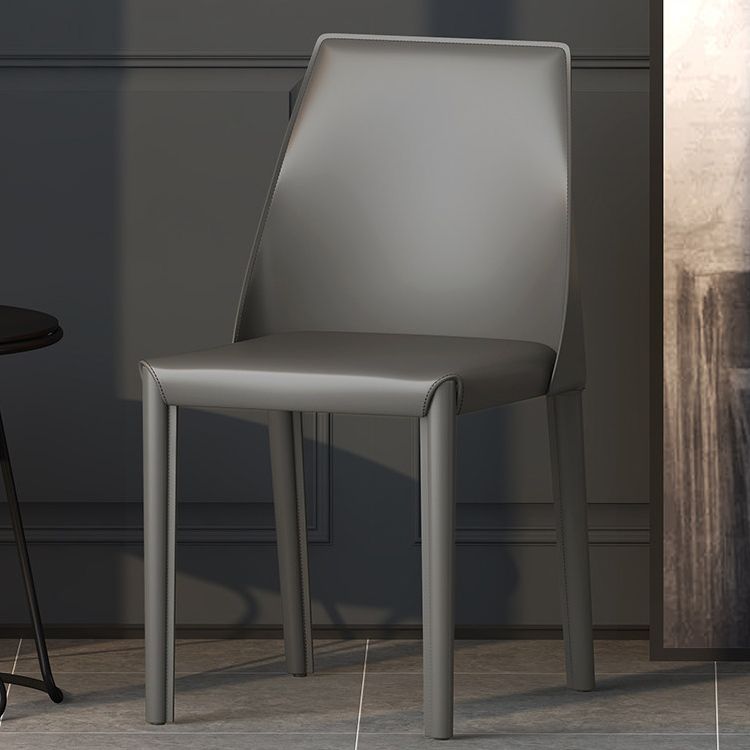 Matte Finish Side Chair with Solid Back Faux Leather Indoor Upholstered Dining Chair