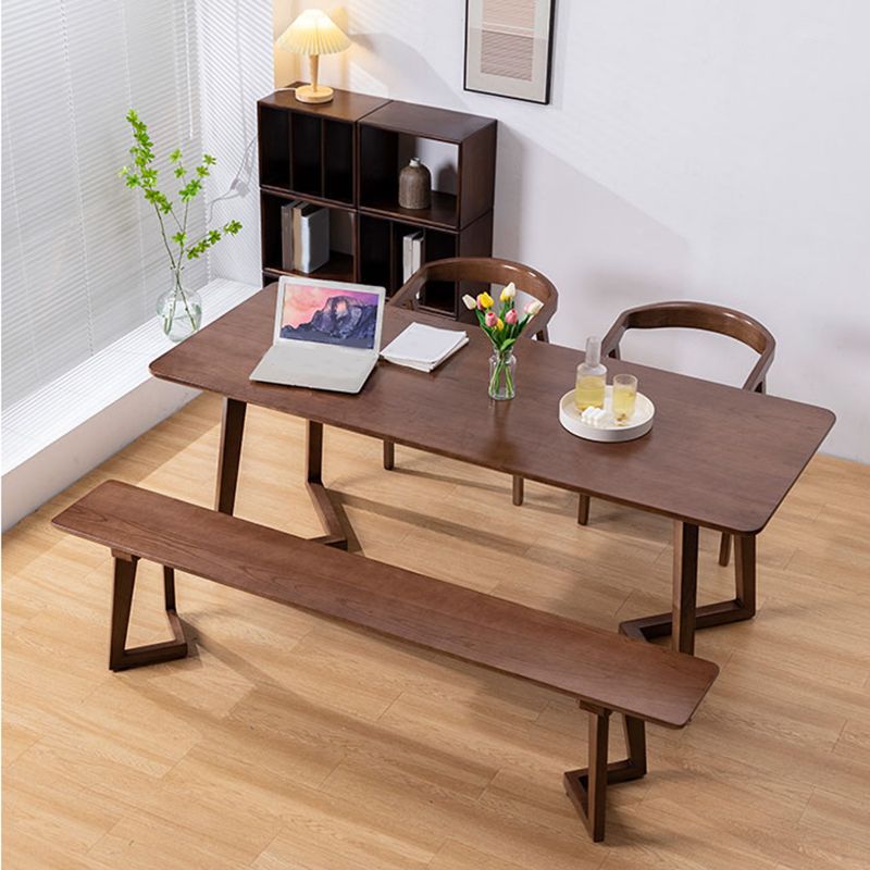 Contemporary Solid Wood Seating Bench Home Bench in Brown with Legs