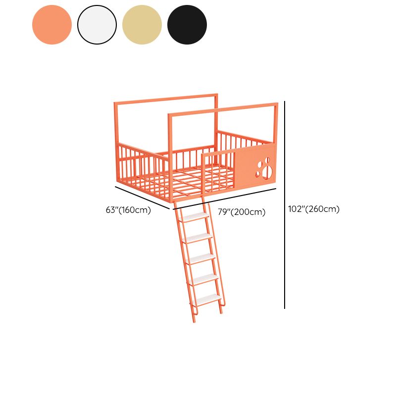 Contemporary Iron Bunk Bed with Guardrail and Ladder/Stairway