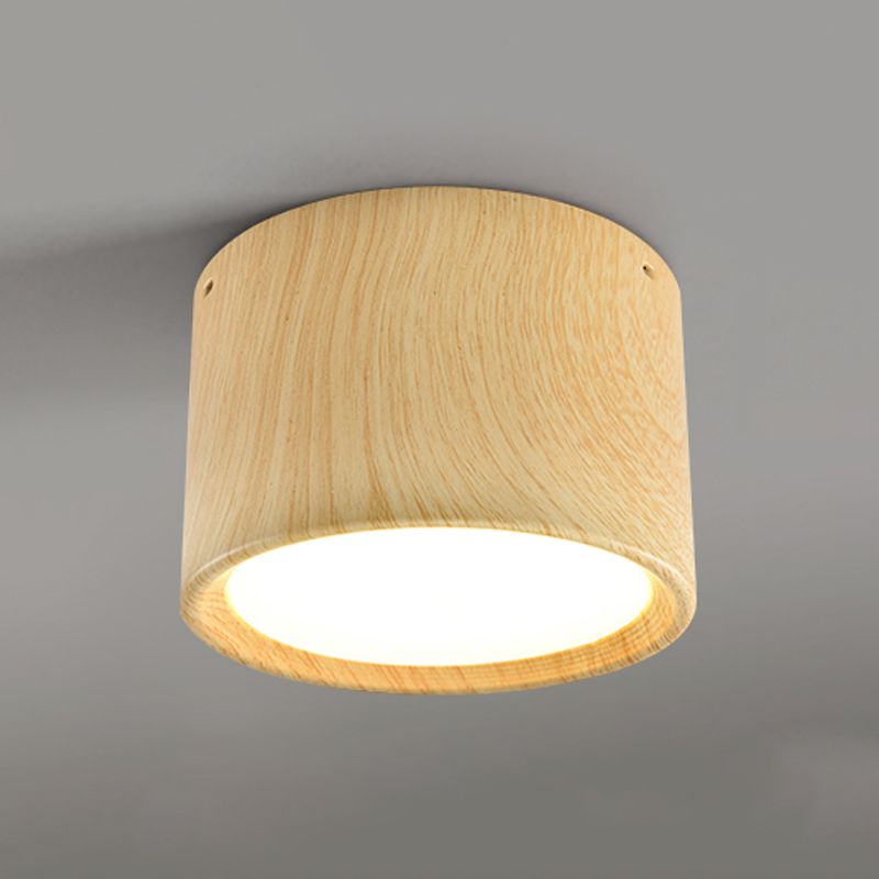 Modern LED Metal Flush Mount Cylinder Shape Ceiling Light with Acrylic Shade for Bedroom