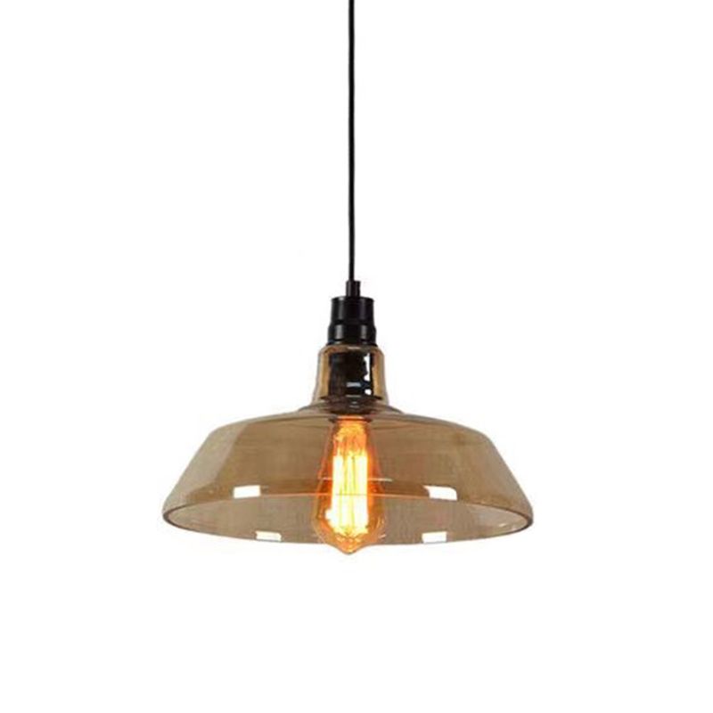 Amber Shaded Hanging Light Fixture Industrial Style Glass Restaurant Pendant Lighting Fixture