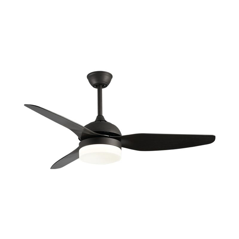 Ventilateur de plafond noir en métal tambour léger 3 lames LED à montée semi-à chasse, 48 "W