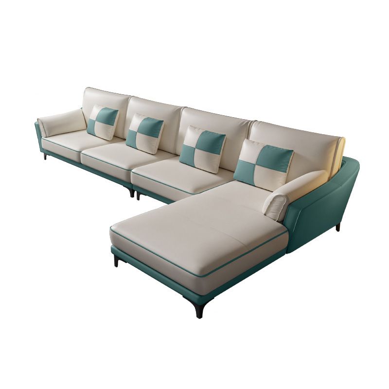 Sloped Arm Sectional Modernism Genuine Leather 3/4-seat Sectional