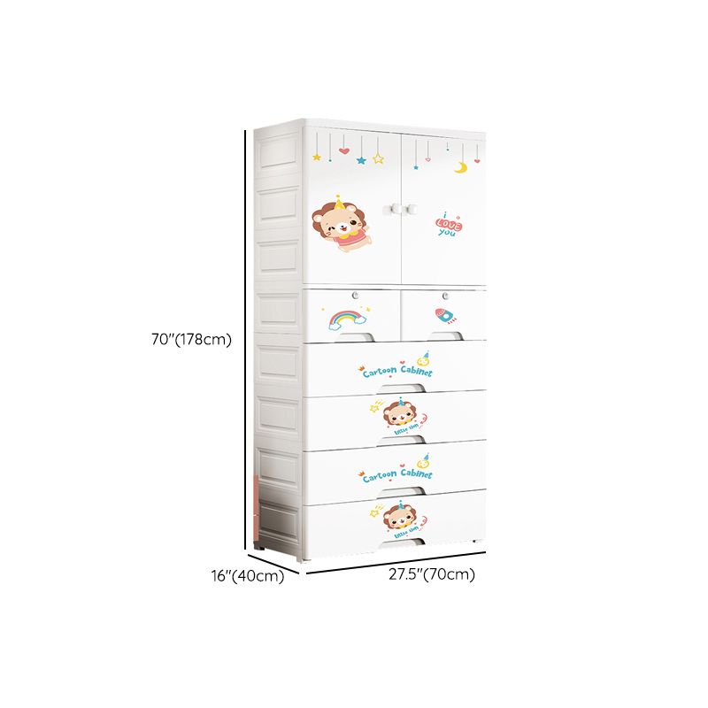 Plastic Hanging Clothes Rack Glossy Closet with Lower Storage Drawers