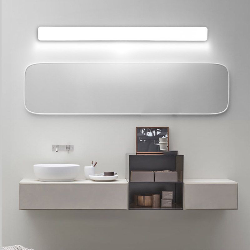 Modern Plastic Vanity Light Strip White 1 Light Mirror Light for Bathroom