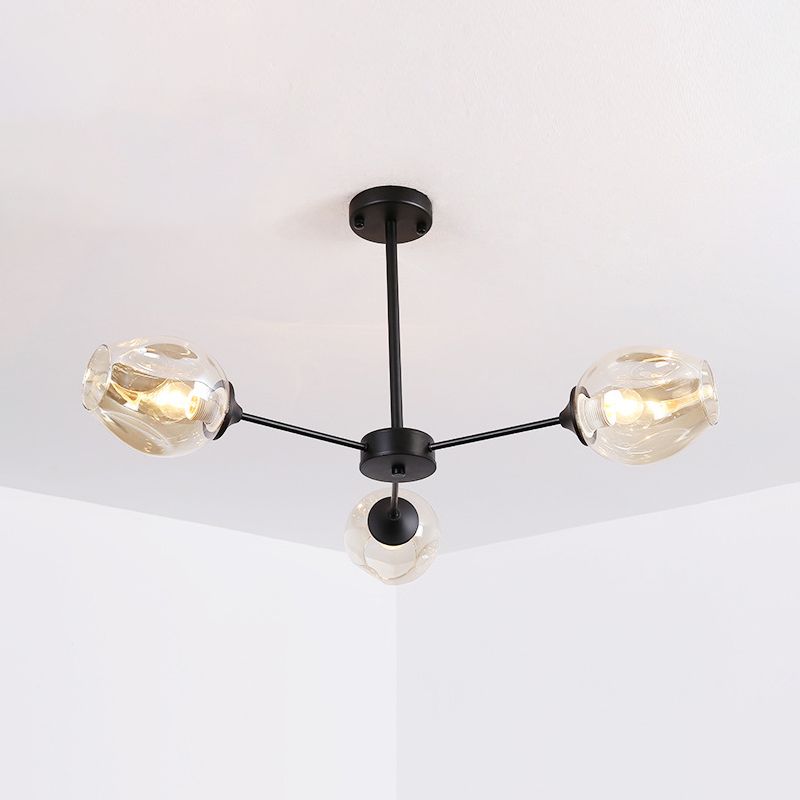 Sliver 3-Light de style contemporain / plafond noir Spoutnik Sphere Chandelier