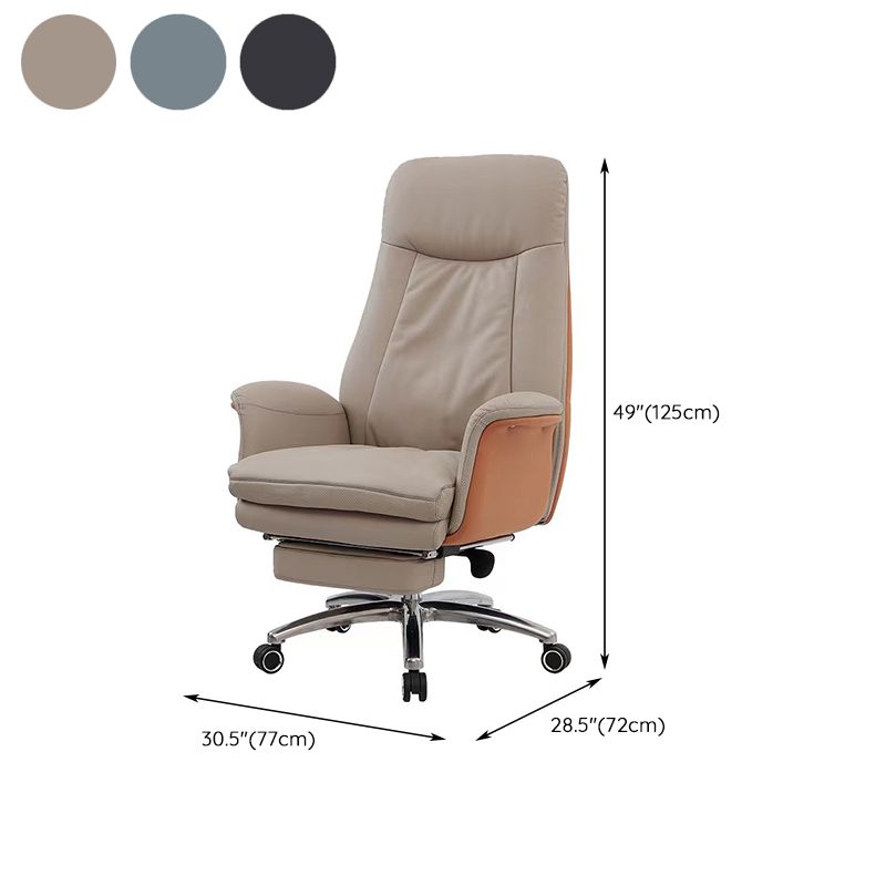 Modern Armless Office Chair Leather Tilt Mechanism Ergonomic Desk Chair with Wheels