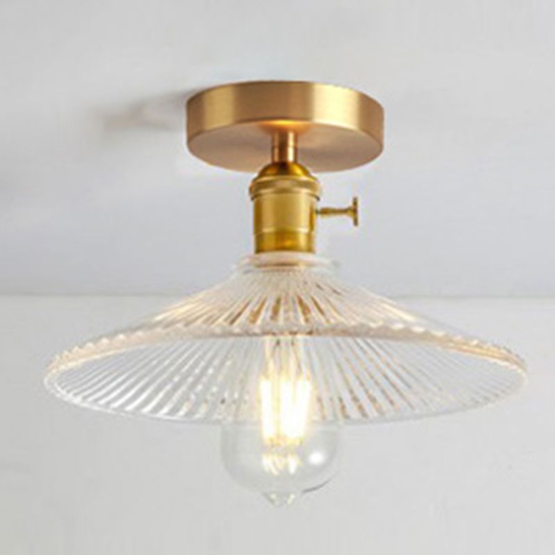 Colonial Style Aged Brass Flush Mount Opal Hand-blown Glass Ceiling Light Fixture