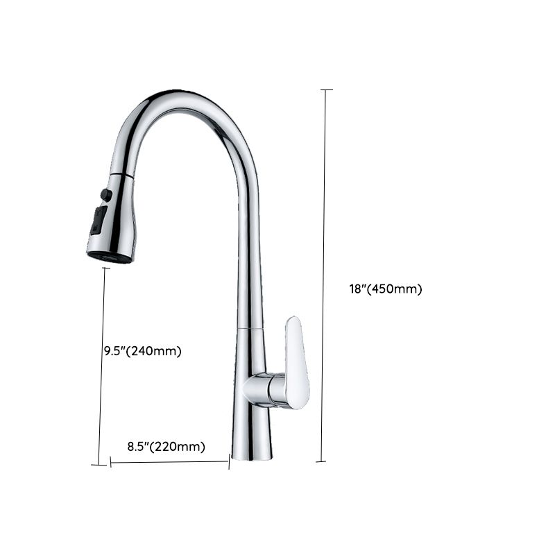 Modern Style Kitchen Faucet Copper Lever Handle Gooseneck Kitchen Faucet