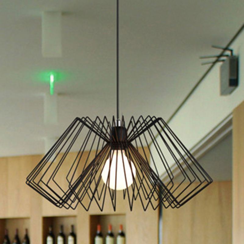 Metal Spider Web Shaped Hanging Lamp Vintage 1-Light Cafe Pendant Light Fixture