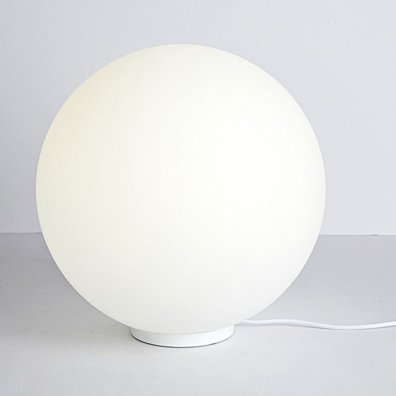 Global White Glass Table Light Minimalist Novelty 1 Head Nightstand Lamp