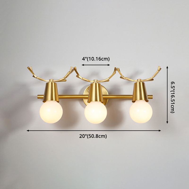 Antler-shaped Vanity Wall Light Nordic Light Extravagant Style Copper Vanity Lamp