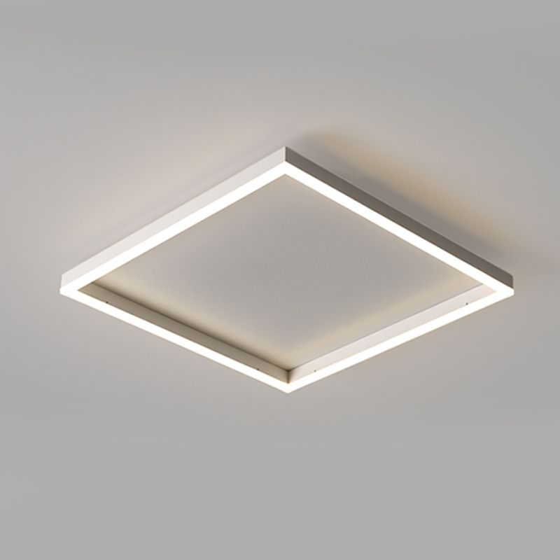 Modern Style Square Shape Ceiling Light Metal 1 Light Ceiling Lamp for Bedroom in White