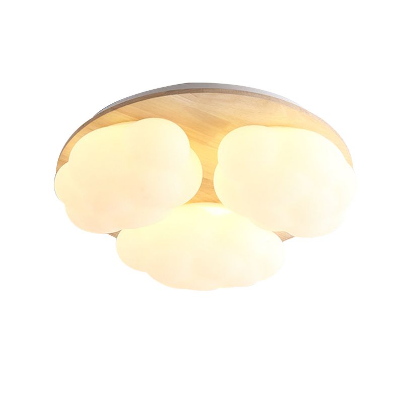 Cloud Shape Flush Light Modern Style Acrylic 3 Lights Flush Ceiling Light in White