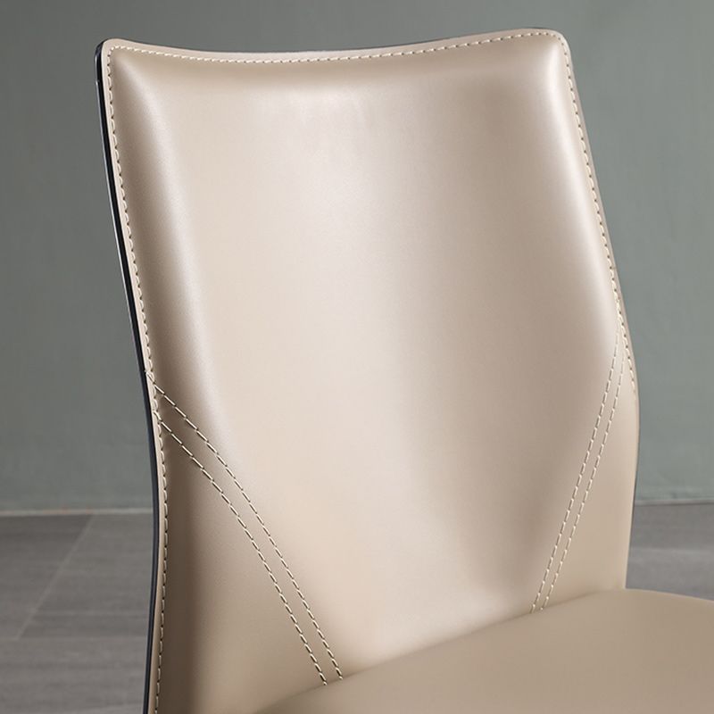 Minimalist Style Leather Dining Chairs for Home Armless Solid Back Chair