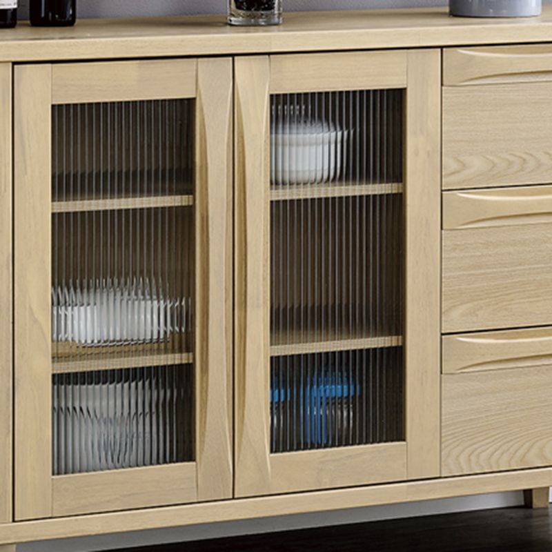 Modern Style Solid Wood Sideboard Cabinet with Doors and Drawers