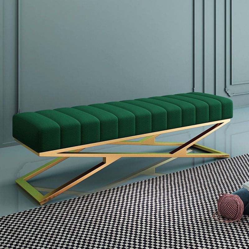 Modern Colorful Rectangle Bench Wool Seating Bench with Legs for Bedroom