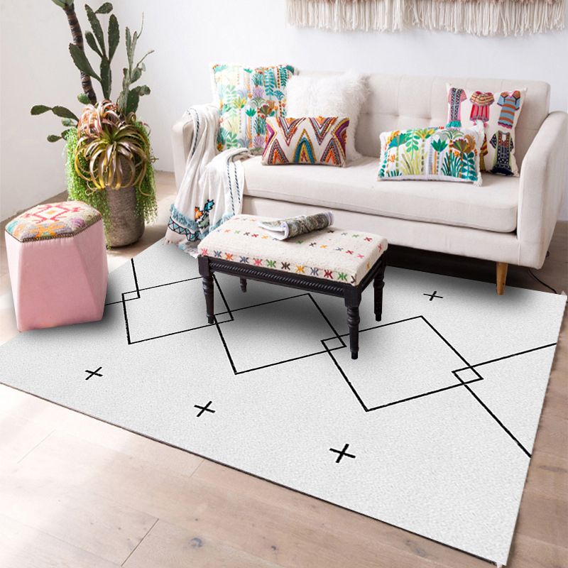 Designer Living Room Rug Multi Colored Geometric Pattern Indoor Rug Polypropylene Anti-Slip Backing Area Carpet