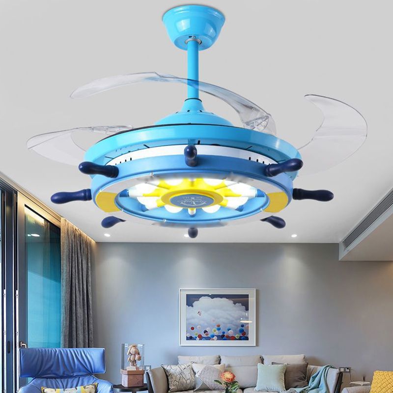 Children Style Ceiling Fan Light LED Fan Lamp with Acrylic for Living Room