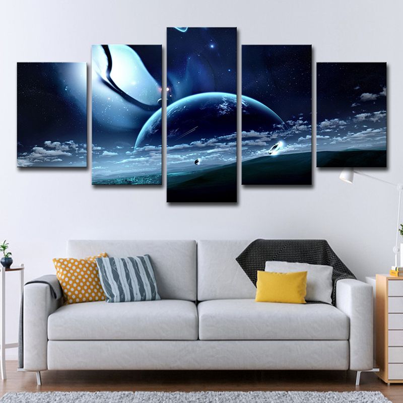 Star Trek Space View Canvas Science Fiction Multi-Piece Wall Art Decor in Dark Blue