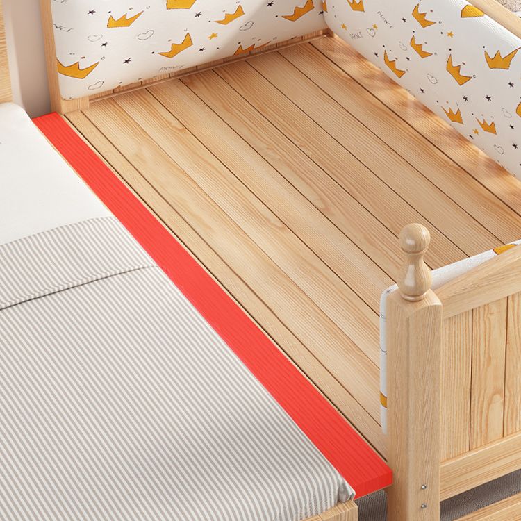 Solid Wood Kids Bed Gender Neutral Scandinavian No Theme Toddler Bed with Guardrail