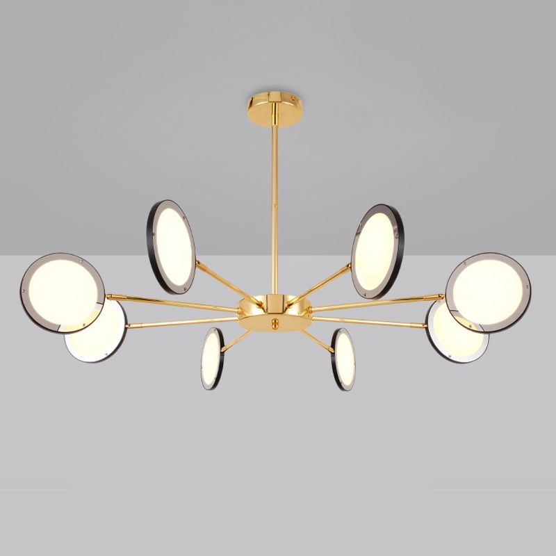 Gold Sputnik Hanging Ceiling Light Modernism 6/8 Lights Starburst Chandelier Lighting Fixture, Warm/White Light