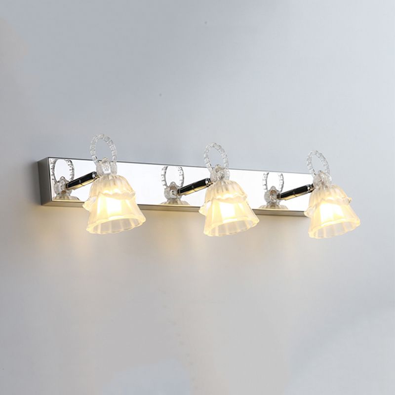 Stainless Steel Vanity Light Fixture 3 Lights Mirror Front Light with Glass Shade