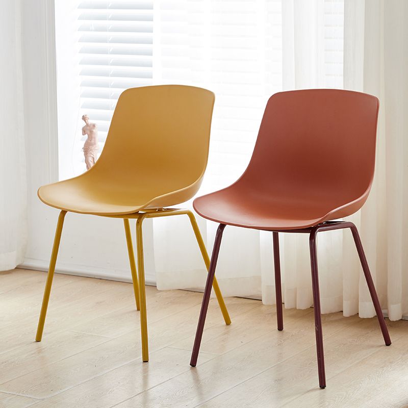 Contemporary Kitchen Plastic Parsons Metal Leg Dining Side Chair