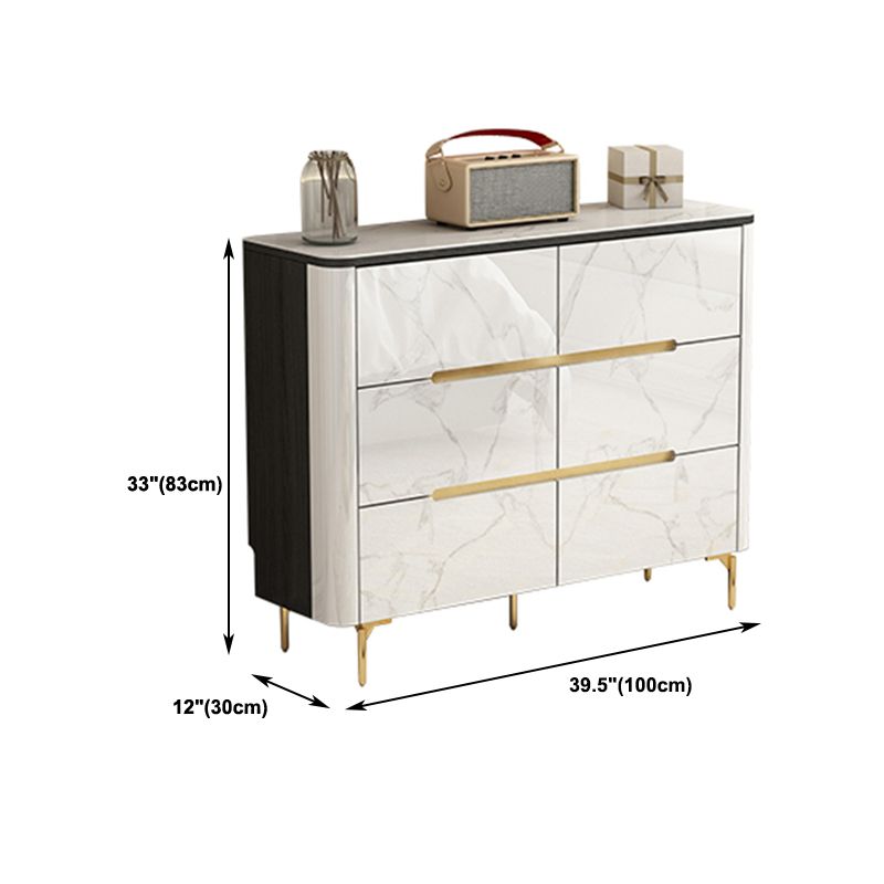 Stone Top Chest Metal Legs Chest Drawers with Drawers for Bedroom