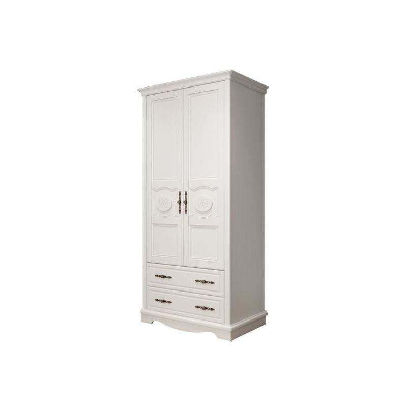 White Wood Kid's Airmoire Rectangle Youth Armoire with Lower Storage Drawers