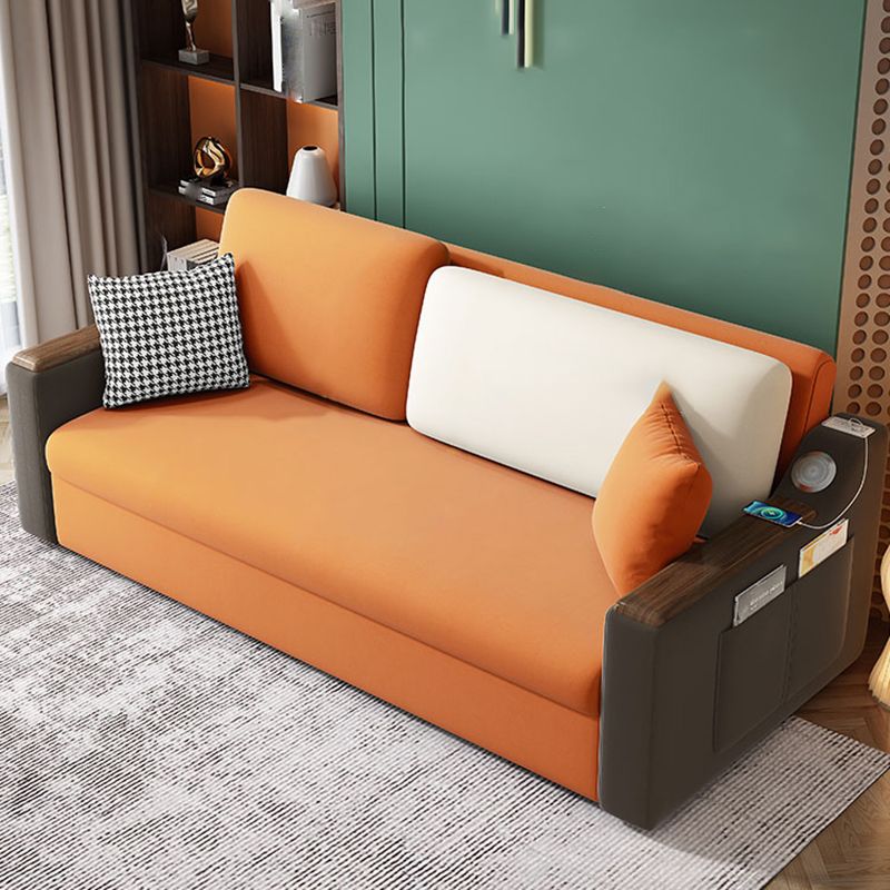 Orange Stain-Resistant Sofa Bed  26.77"H Fabric Sloped Arm Sofa Bed