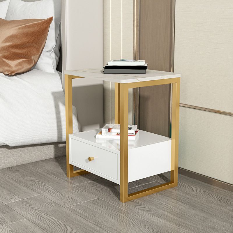 Stone Bed Nightstand Glam Accent Table Nightstand for Bedroom