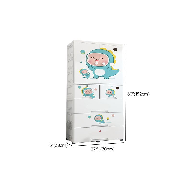 Plastic Kids Armoire Closet Urban Shelved Kids Wardrobe in White