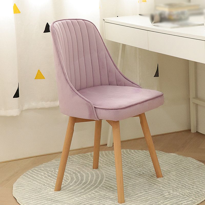 Modern Wooden Chairs Upholstered Solid Back Armless Chair for Home Use