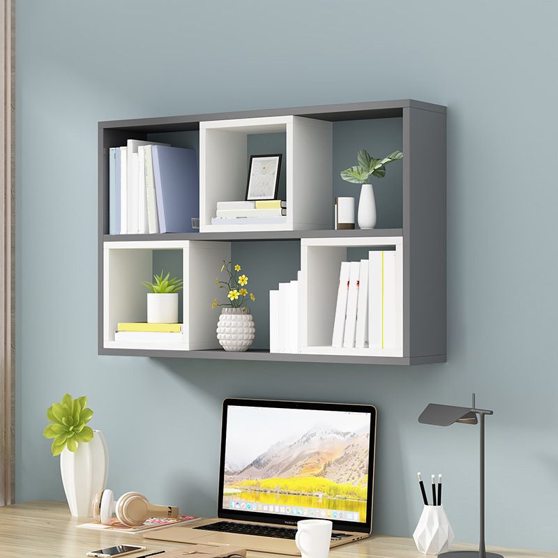 Modern Wall Mounted Shelf Bookcase Engineered Wood Home Bookshelf