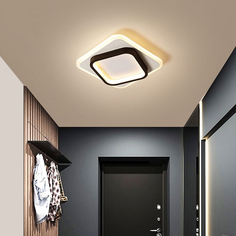 LED Modern Flush Mount Geometric Shape Metal Ceiling Light with Acrylic Shade for Bedroom