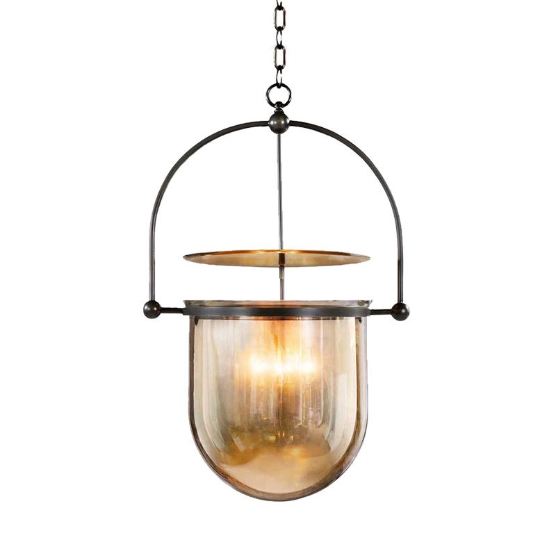 Countryside Dome Pendant Lighting 1 Head Cognac Glass Ceiling Lamp for Kitchen Island