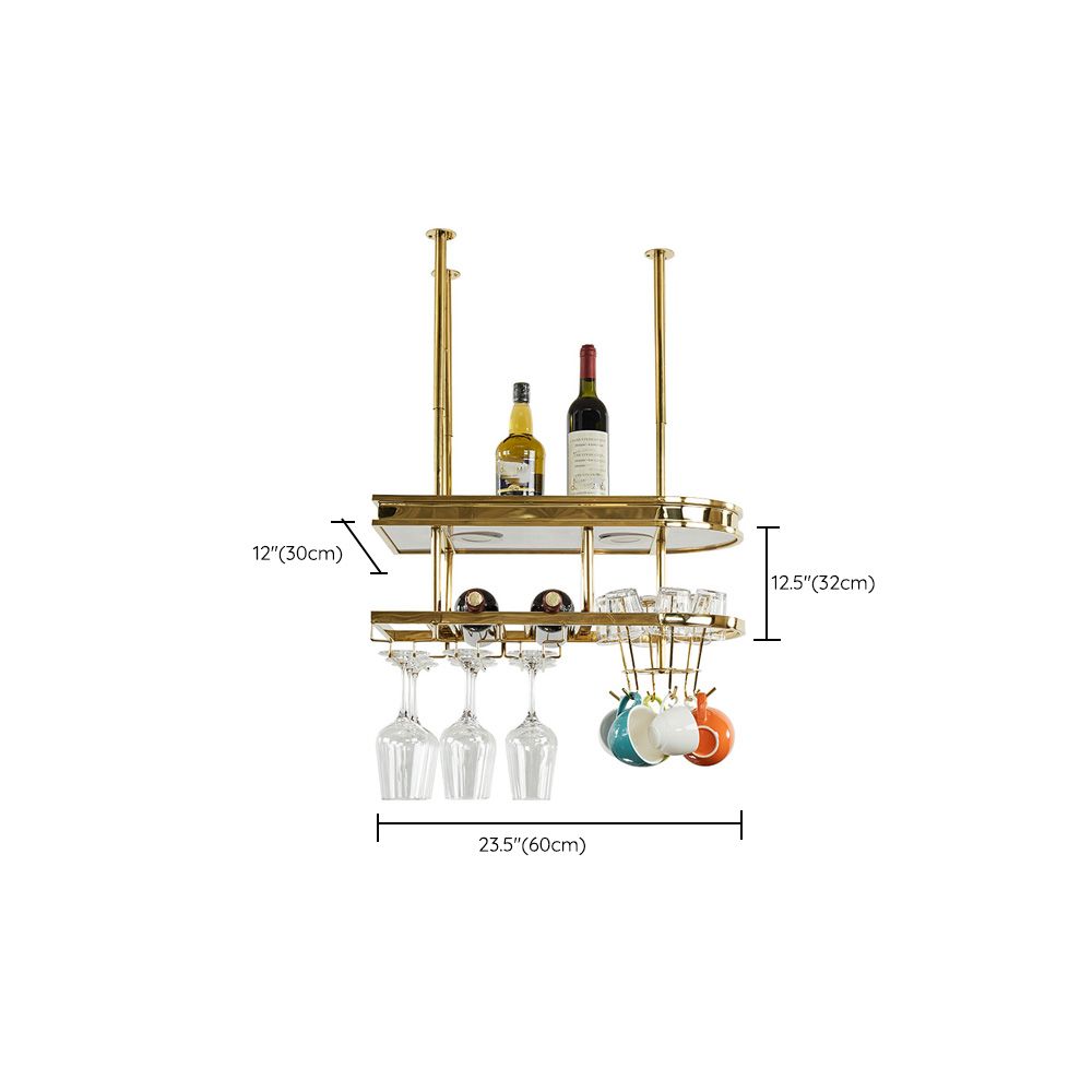 Stainless Steel Wine Rack Modern Simple Hanging Wine Rack Holder in Gold